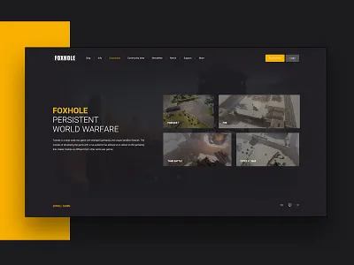 Foxholegame.com landing page branding game gaming interface landing page redesign software interface ui ui ux user interface ux web web interface