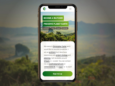 Sign up - DailyUI 001 dailyui dailyui 001 dailyuichallenge design earth form green input ios mobile signup tag