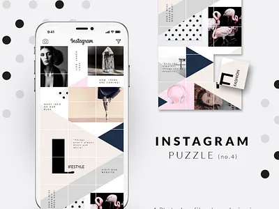 Instagram Puzzle template - Geometric branding branding design fashion feminine geometric grid layout instagram grid instagram posts instagram puzzle instagram quotes lifestyle minimal pastel photoshop social media posts social media templates style templates tileable travel