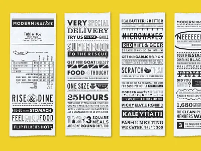 Modern Market Receipts branding design modern market restaurant typography