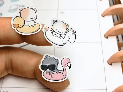 Cute Cat Planner Stickers cat cats character character design characterdesign cute cat cute cats digital art doodle doodle art doodle characters kawaii kawaii cat kawaii cats poolfloats summertime