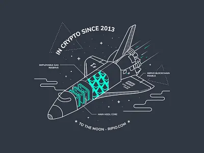 Crypto Shuttle bitcoin crypto ethereum illustration ripio tshirt