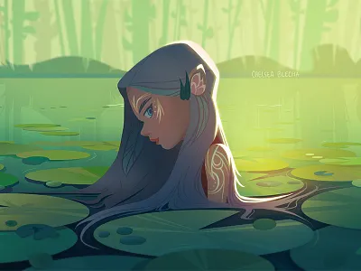 Lily background background design character concept art cute design environment environment design girl graphic illustration light nature painting photoshop sea visual development
