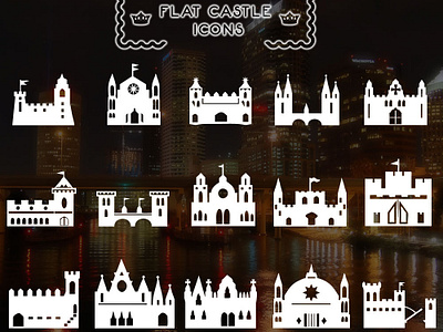Flat 15 Castle Icons android android app animation app booking app branding design free psd icon illustration ios login logo profile psd register user profile vector web website