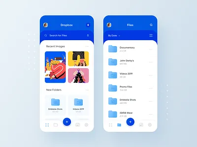 Realistic Dropbox Redesign Concept clean dropbox file manager files folders gallery ios 13 menu redesign search