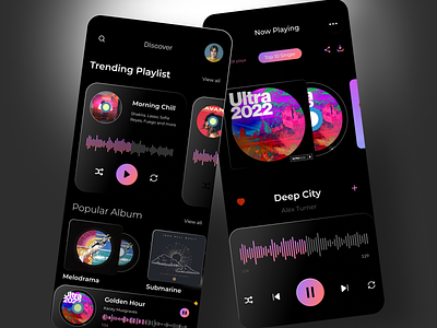 Music app design mobile app app app design audiobook dark mobile app mobile app design mobile ui music music app music nft music player podcast social social media sound spotify streaming ui kit