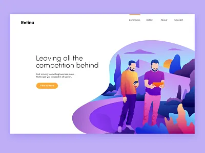 Illustration #5 campus color colour design figures gradient illustration man minimal mobile nature outdoor purple tablet tech technology ui ux web white