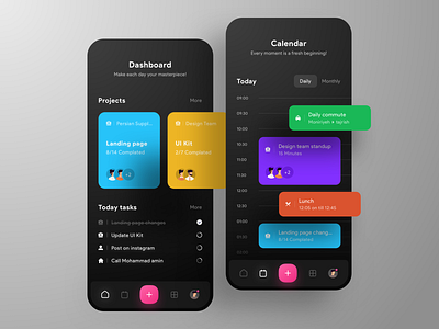 Todo Mobile App app calendar clean colors concept dark app design flat gradient ios minimal mobile mobile app mobile design mobile ui project management todo app ui vector yellow