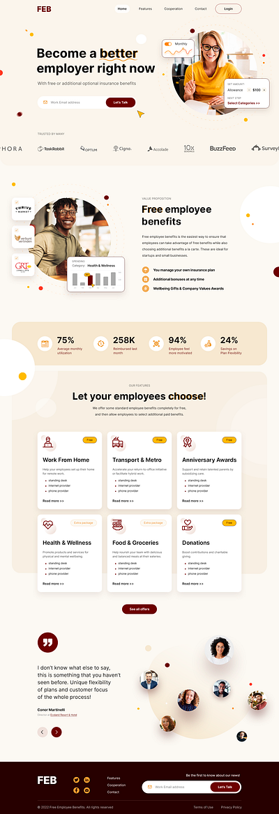 Web design health benefits for employees career landing page design landingpage ui web design