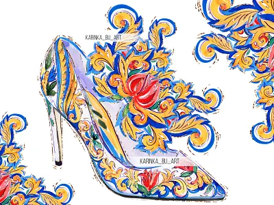 Watercolor Dolce & Gabbana high heels adobe photoshop colors dolce gabbana fashion fashion illustration feet girly glitter heels illustration hello dribble high heel inspiration printshop shop style surface design texture watercolor flowers watercolor painting watercolor pattern