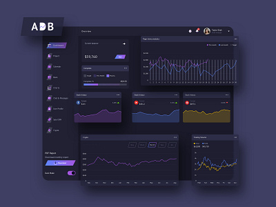 ADB Finance Dashboard Ui Dark & Light admin balance calendar chart cms dashboard debuctions document finance interface profile profit project report sketch tax ui ux web design web development