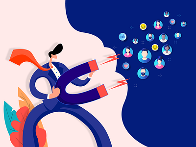 Customer Retention Marketing blog business character concept customer design illustration magnet marketing retention ui users ux vector web