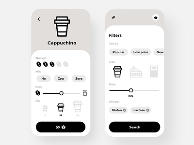 Coffee app app clean coffee design dribbble flat food icon illustration interface ios iphone minimal mobile shop simple ui ux vector web