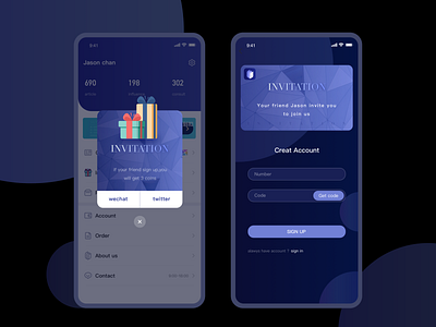 invite app card design gift invite signup ui