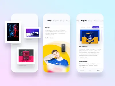 Portfolio Design app blue character colors design photography typography ui ui ux design ux vector web