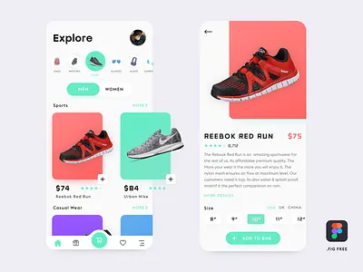 E-Commerce App( Free Figma File) clean design ecommerce shop shopping app ui ux