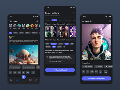 💡AImystic — AI Images Generator Concept ai art design mobile neural network technology ui ux