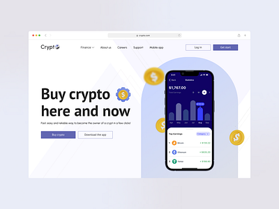 Crypto | Main page bitcoin crypto cryptocurrency design main screen mockup money ui ux