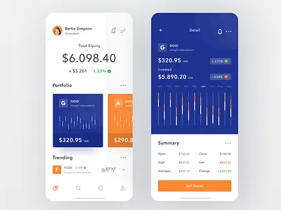 Investment App app business card clean dashboard design invest investment investor ios login mobile money payment profile ui