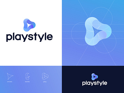 Playstyle Branding concept 3dlogo arrows art brand identity branding colors creative geometric illustration logo logo construction logo design play shape shopping textile triangle triangle logo vector waves