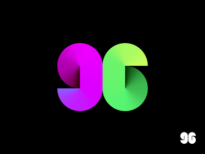 96 Logo Design Exploration (Unused for Sale) 9 6 angle spot number brand identity branding cyber punk futuristic digits digital for sale unused buy future connection social media gradient light neon glow logo mark symbol icon marketing web monochrome black white shadow 2d 3d type typography text custom