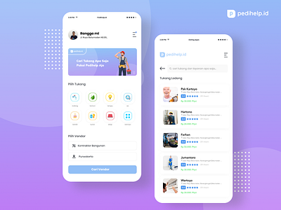 Pedihelp Responsive Version aplication app blue booking branding clean design flat gradient icon leanding page logo minimal mobile simple typography ui ux web website