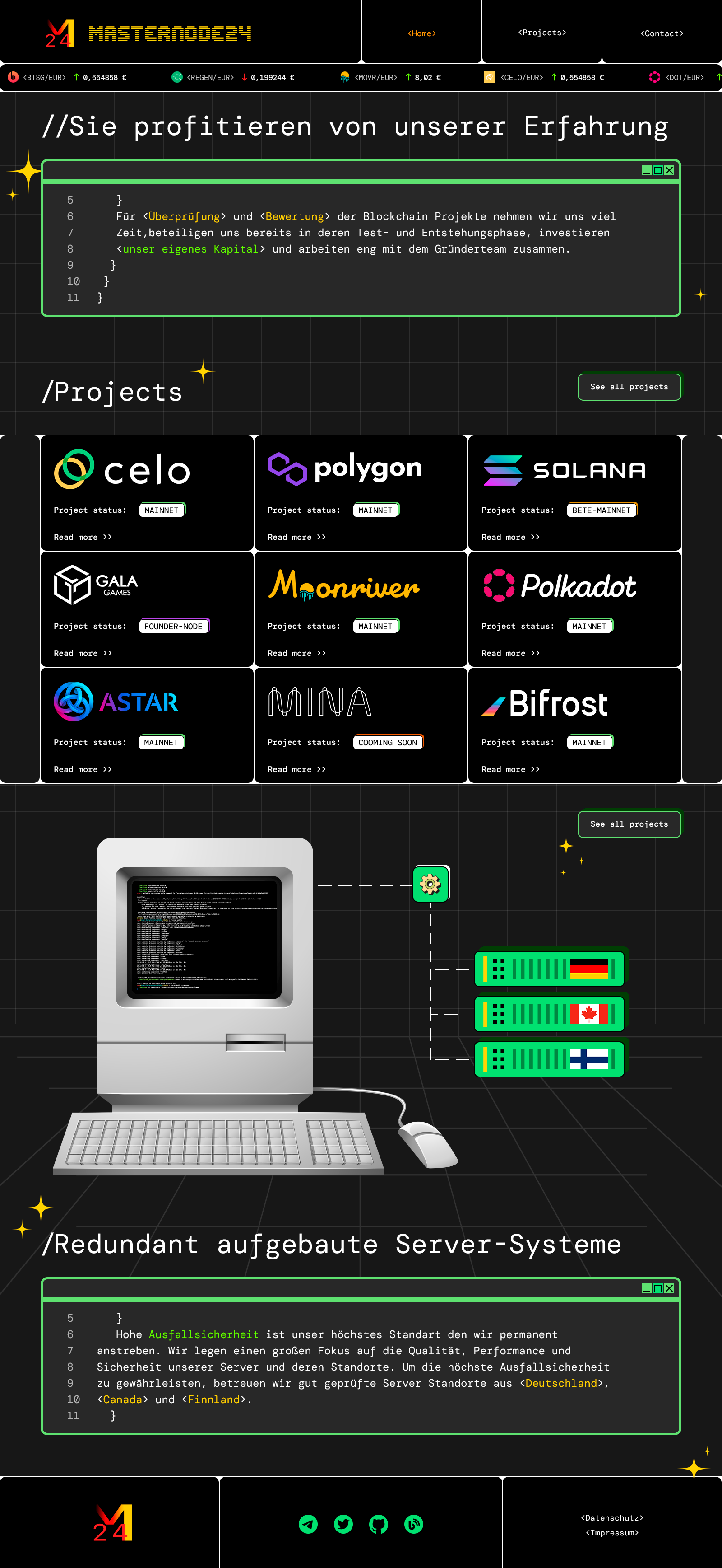 Retro web design with modern elements for blockchain validator blockchain landingpage retro web design