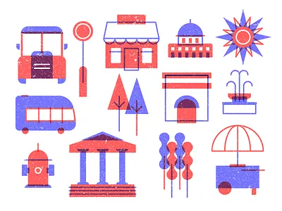 City Icons (Urban Icons) #1 building icons bus car icon city icons city illustration city life fountain icon illustration park icons shop icon sign icon street food street icon sun icon transport icons transportation tree tree icon urban icons urban life