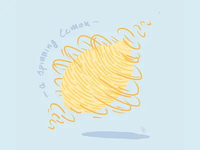 A spinning lemon artwork blue brush design flat flat illustration flatdesign illustration lemon orange procreate sketch