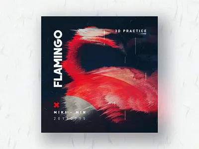 Poster practice - Flamingo PS 3D design flat typography