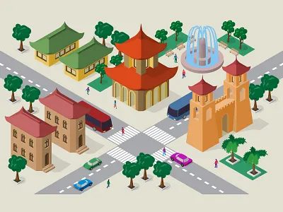 Isometric cityscape 3dgraphics buildings cityscape gamedesign graphicdesign iso3d isoart isometric isometric art isometric design isometric illustration isometricart isometricdesign