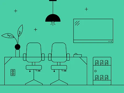 Meeting Room Illustration adobe illustrator green line art meeting meeting room minimal vector
