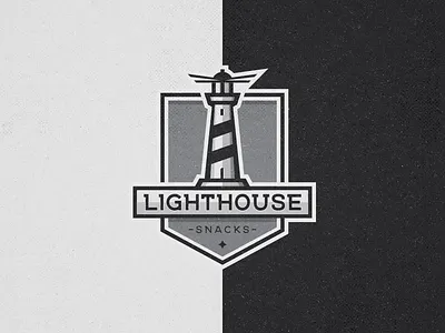 Logo proposal for LIGHTHOUSE SNACKS adobe illustrator black and white freelance graydesign grayscale illustration lighthouse logo logo designer logomark monkeymark paper ships snacks texture vector vintage badge vintage logo