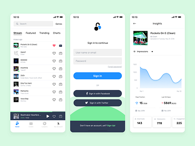 Digital DJ Pool - Native App analytics app clean djs music music player playlist product design ui ux