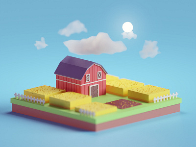 Lowpoly farm b3d blender farm illustration isometric low poly render