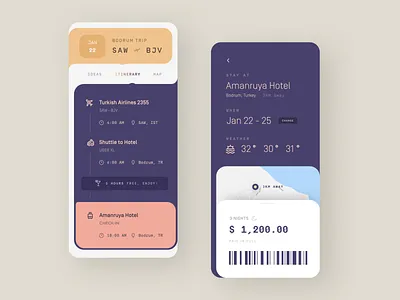 Itinerary ✈️ app dashboard flat ios iphone itinerary list mobile travel ui ux