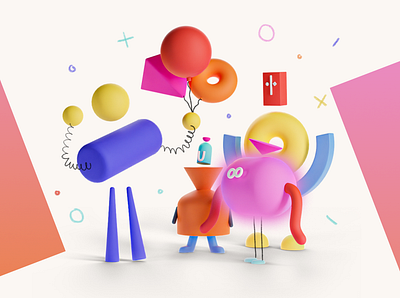 Abstract characters 3d abstract blender character colorfull design different illustration model modern object rig shapes simple startup web