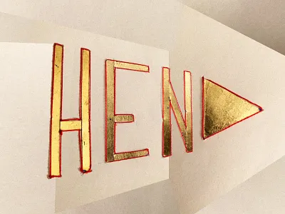 🐔HEN > branding branding concept gold gold foil gold leaf illustration print red sketch sketchbook sketching thread triangle typography