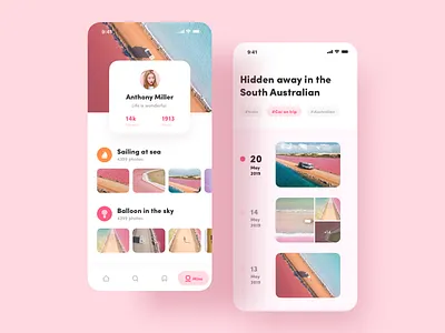 Share travel app app iphonex pink ui