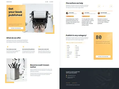 Publisher Match — Landing Page agency authors banner books clean desktop figma landing light minimalist page survey web website writers