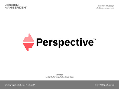 Perspective - Logo Concept abstract arrow brand identity design creative logo directions engage feedback identity lettermark logo logomark monogram p perspective reflection result visual identity design