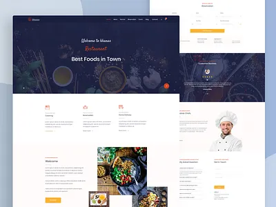 Restaurant Landing Page chef clean ui food landing page minimal product design reservation restaurant service template typogaphy ui uiux webdesign website