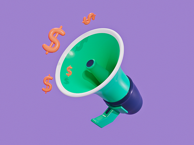 Money Megaphone 3d 3d modeling blender finance illustration megaphone money sound