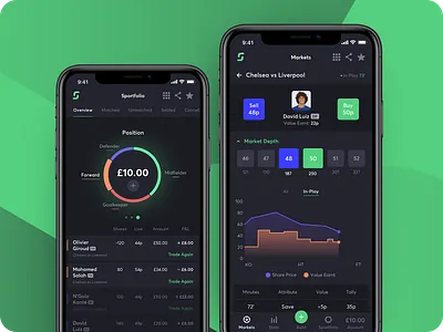 Sportstack - Trade the player app betting chart design football gambling ios soccer sport stats ui ux