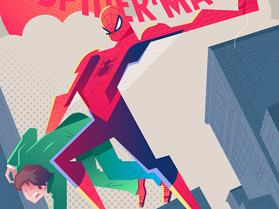 Spiderman amazing blue cartoon city color comic design gradient graphic illustration new york red spiderman spidey vector