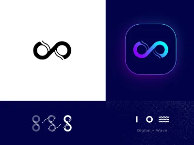 Digisurf Logo Design app branding design digital gradient logo wave web