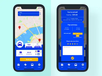 Ride sharing & taxi app design concept concept design dailyuichallenge flat home screen map mobile app design ride sharing summary taxi app transportation ui uidesign user interface ux