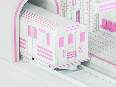 Metro Station (Train Detail) 3d building car cinema 4d design illustration metro octane station subway train transport underground