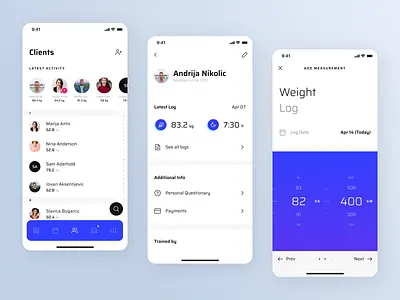 The Club - Clients app calendar chart charts clean date datepicker fitness fitness app icon interface ios mobile mobile ui tabs ui ux workout