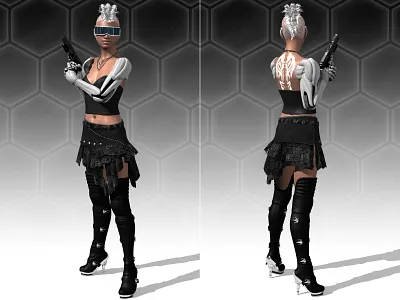 Bonnie Parker: Street Samurai 3d character concept art cybernetic cyberpunk digital 3d future futuristic gun sciencefiction scifi weapon